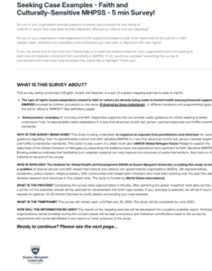 Seeking Case Examples - Faith and Culturally-Sensitive MHPSS - 5 min Survey