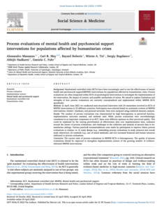 NEW: Process evaluations of mental health and psychosocial support interventions for populations affected by humanitarian crises